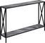 Gray Marble and Black Wood Console Table with Storage