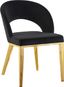 Roberto Black Velvet Upholstered Dining Chair with Gold Legs