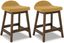 Mustard Upholstered Wood Counter Height Bar Stools, Set of 2