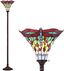 Dragonfly Tiffany-Style 71" Bronze Stained Glass Torchiere Lamp