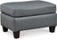 Gray Leather Contemporary Ottoman with Tapered Feet