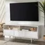 White Solid Pine Wood 58" TV Stand with Cabinet