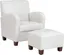 Cream Faux Leather Accent Chair with Matching Ottoman