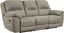 Putty Gray Tufted Faux Leather Reclining Sofa with Pillow-top Arms