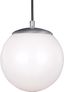 Leo Satin Aluminum 8" Globe Pendant with White Glass Diffuser