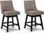 Transitional Beige Wood Swivel Barstool with Light Gray Upholstery