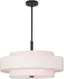 English Bronze Drum Shade Pendant Light with Oatmeal Fabric