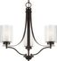 Elmwood Park Mini 3-Light Bronze Chandelier with Satin Etched Glass