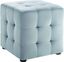 Elegant Charm Light Blue Tufted Velvet Pouf Ottoman