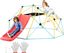 8FT Geometric Dome Climber with Red Slide and Steel Frame