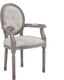 Beige Vintage French-Inspired Upholstered Wood Arm Chair