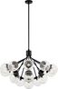 Black Sputnik 16-Light Chandelier with Clear Crackle Glass