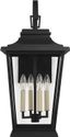 Textured Black 4-Light Lantern Sconce with Clear Panels