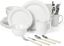 Linen White Ceramic 32-Piece Dinnerware and Flatware Set