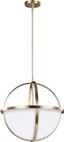 Alturas 3-Light Satin Brass Pendant with Etched White Glass