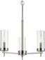 Zire Mini 3-Light Incandescent Chandelier in Brushed Nickel with Clear Glass