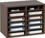 Brown MDF 12-Compartment Adjustable Literature Organizer