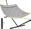 Gray Double Quilted Fabric Hammock with Stand and Pillow