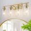 Gold 4-Light Modern Vanity Fixture with Clear Glass Shades