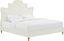 Elegant Cream Velvet Upholstered Queen Platform Bed with Tufted Headboard