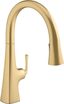 Graze Brushed Gold Brass Touchless Pull-Down Kitchen Faucet