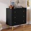 Black Vertical 3-Drawer Dresser with Gold Legs