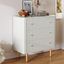 White Fluted 3-Drawer MDF Dresser with Gold Accents