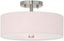 Elegant Meridian Brushed Nickel Drum Ceiling Light with Oatmeal Fabric Shade