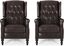 Dark Brown Handcrafted Leather Recliner Set with Tufted Back