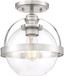 Modern Globe Satin Nickel Ceiling Light with Clear Glass