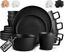 Matte Black Ceramic 16-Piece Dinnerware Set for 4