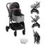 Gray All-Terrain Steel Frame Bassinet Stroller with Adjustable Backrest