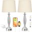 Beige 3-Way Touch Control Table Lamps with USB Ports, Set of 2