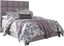 Modern Gray Queen Upholstered Bed with Tufted Nailhead Headboard