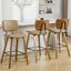 Brown PU Leather Upholstered Counter Stools with Wood Legs, Set of 3