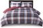 Full Red Plaid Microfiber Reversible Bedspread Set