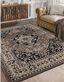 Elegant Brown Floral Medallion 6'x4' Low Pile Area Rug