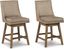 Beige Faux Leather Swivel Counter Height Barstools, Set of 2