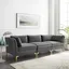 Glam Deco Gray Velvet 103" Sectional Sofa with Gold Legs