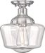 Scholar Brushed Nickel 9" Semi-Flush Mount Ceiling Light with Clear Glass