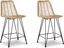 Natural and Black Wicker Counter Height Bar Stools, Set of 2