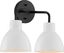 Sloan Matte Black and White Bell Vanity Light, 2-Light Direct Wire