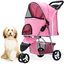 Pink 3-Wheel Jogging Pet Stroller with Storage Basket