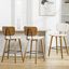 Cream PU Leather Upholstered Wood Counter Stools, Set of 3