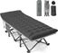 XXL Gray Folding Camping Cot with Black Mattress