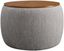 Heathered Gray Round Storage Ottoman with Wood Tray Lid