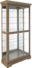 Transitional Gray-Brown Lighted Curio Cabinet with Adjustable Shelves