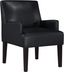 Black Faux Leather Accent Chair with Wood Legs