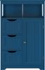 Navy Blue Wooden Bathroom Floor Cabinet with Adjustable Shelves