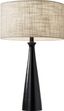 Black Tapered Metal Table Lamp with Cream Shade